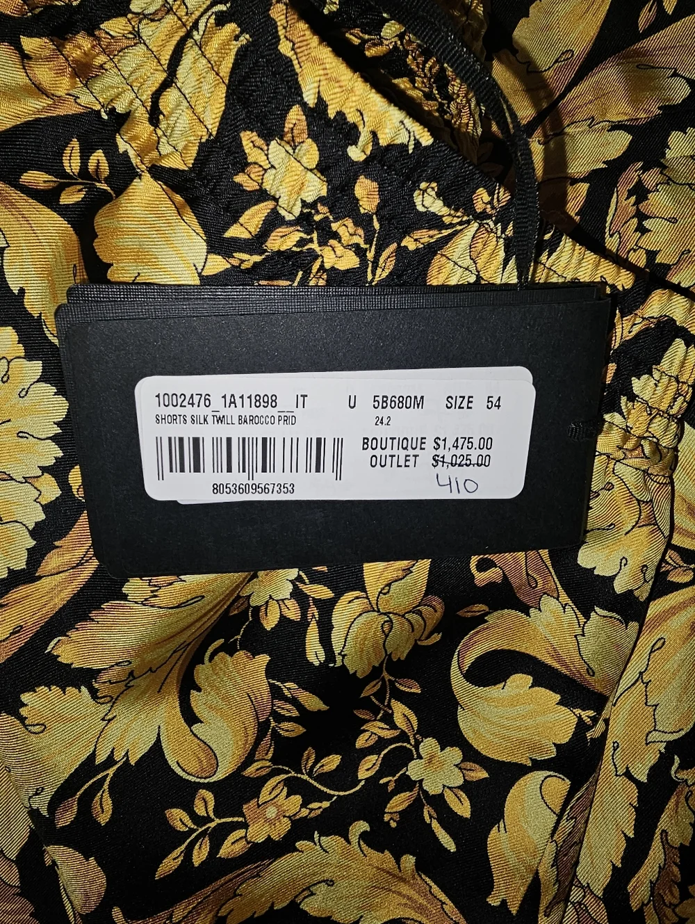 Versace Black and Gold Floral Baroque Shorts - Picture 2 of 4